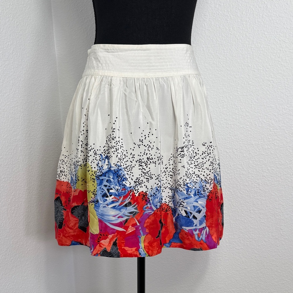Leifsdottir Anthropologie Scattered Heartsease Silk Skirt